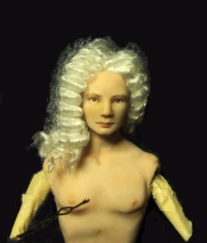 CDHM Artisan Elisa Fenoglio, IGMA Artisan 1:12 hand sculpts and uses porcelain to create dollhouse miniature dolls in 1:12 scale, including fairies, mermaids, victorian, italian composers, baroque styles in 1:12 dolls house mini scale