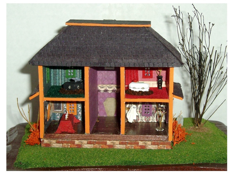 Original 144 scale spooky halloween dollhouse by CDHM Artisan Lauretta Carroll of Midnight Magic Miniatures