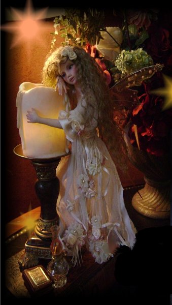 CDHM Gallery of Judy Raley of Once We Were Faeries making one of a kind hand sculpted fairies, collectible art dolls, mermaids, pixies and frogs, dressed and wigged dolls