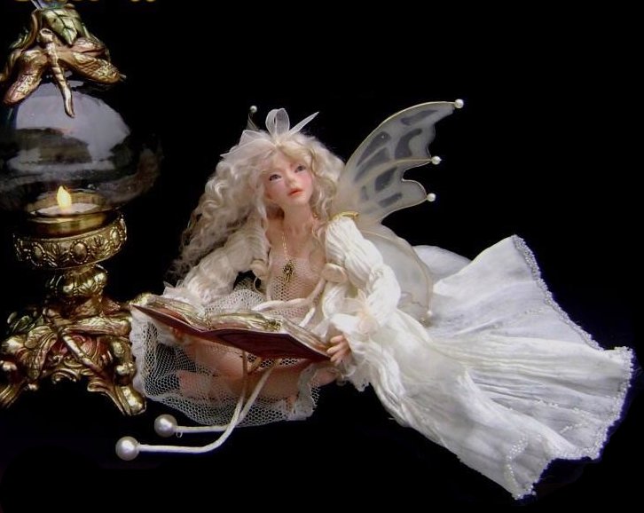 CDHM Gallery of Judy Raley of Once We Were Faeries making one of a kind hand sculpted fairies, collectible art dolls, mermaids, pixies and frogs, dressed and wigged dolls