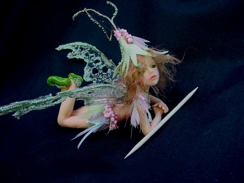 CDHM Gallery of Judy Raley of Once We Were Faeries making one of a kind hand sculpted fairies, collectible art dolls, mermaids, pixies and frogs, dressed and wigged dolls