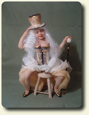 Polymer clay 1:12 scale dolls by CDHM artisan Nicky Cooper of NickyCC Dolls and Critters