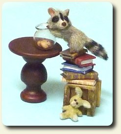 CDHM Artisan Kristy Taylor creates 1:12 scale animals, furred, including raccoons, mice and other critters