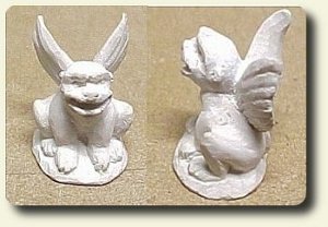 CDHM Linda Master of Miracle Chicken Miniatures hand carves animals in 1:12 scale for dollhouse miniatures including gargoyles