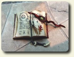 CDHM Ericka Vanhorn of EV Miniatures creates witch and wizardbbooks and accessories 1:12 scale for the dollhouse miniature collector
