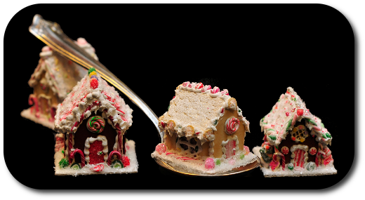 CDHM category feature, CDHM The Miniature Way, December 2010 Christmas Gingerbread houses, 1:12, 1:24, 144 scale