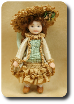 CDHM artisan Jennifer Matuszek creates handmade sculpted 1:12 dolls in dollhouse scale including santas, tudor and character dolls