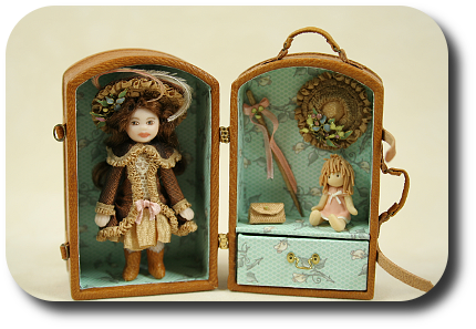 CDHM artisan Jennifer Matuszek creates handmade sculpted 1:12 dolls in dollhouse scale including porcelain dolls and character dolls