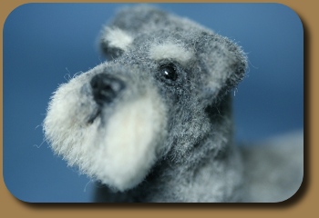 CDHM Artisan Kimberly Hunt creates polymer clay furred animals including dogs in 1:12 scale dollhouse scale miniature