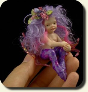 CDHM Artisan Cheri Desiree creates handmade sculpted 1:12 dolls in dollhouse scale including fairies, animals and character dolls