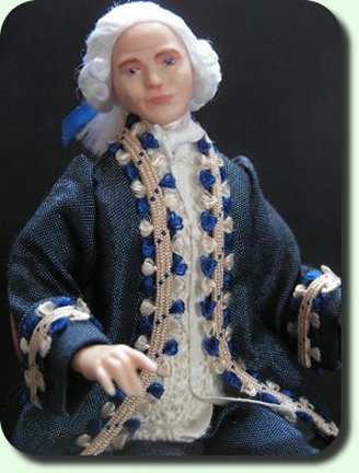 CDHM Artisan Mary Williams creates handmade sculpted 1:12 dolls in dollhouse scale including character dolls