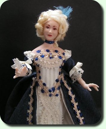 CDHM Artisan Mary Williams creates handmade sculpted 1:12 dolls in dollhouse scale including character dolls