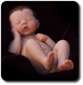 CDHM Artisan Camille Allen hand sculpts 1:12 baby dolls