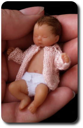 CDHM Artisan Camille Allen hand sculpts 1:12 baby dolls