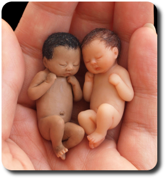 CDHM Artisan Camille Allen hand sculpts 1:12 baby dolls