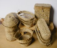 Hand woven baskets by CDHM Artisan Lidi Stroud IGMA Artisan