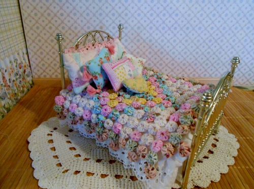 Curtains Ideas curtains made from bed sheets : Miniature Dollhouse Linens: handsewn Pillows,Quilts, Afghans ...