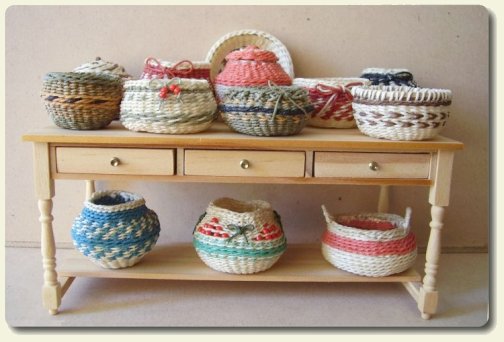 CDHM artisan Lidi Stroud 1:12 scale handmade baskets