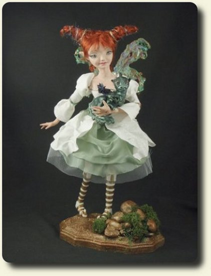 CDHM artisan Cheri Voellmann of Polkadot Toadstool, miniature sculpted art dolls