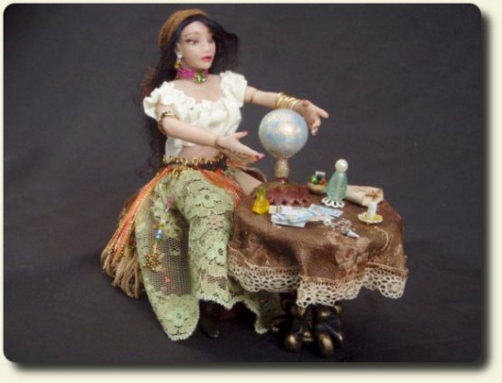 CDHM artisan Cheri Voellmann of Polkadot Toadstool, miniature sculpted art dolls
