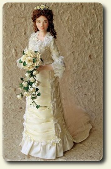 CDHM artisan Elisa Fenoglio, miniature porcelain bride doll in 1/12 scale