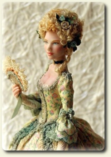 CDHM artisan Elisa Fenoglio, 1700's miniature porcelain doll in 1/12 scale