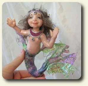 CDHM category feature, Mermaid artdolls by Zaryana Bezuhlyy in dollhouse miniatures