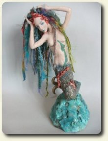 CDHM category feature, Mermaid artdolls by Nefer Kane in dollhouse miniatures