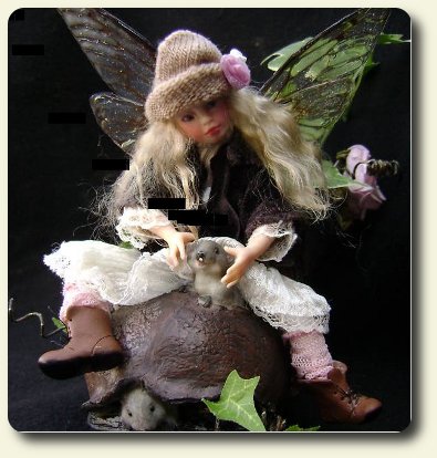 hand sculpted fairy with polymer clay by CDHM artisan Judy Raley of Once We Were Faeries