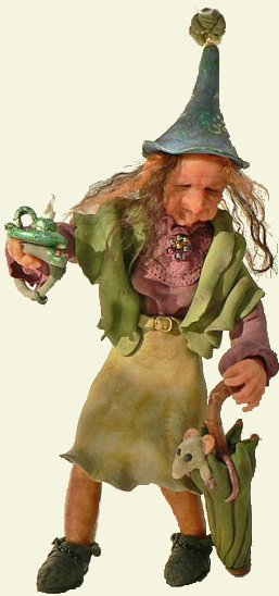 CDHM category feature, Fantasy dollhouse miniature leprechaun, artdoll, hand sculpted by Ulrike Leibling