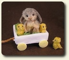 CDHM category feature, CDHM Artisan Aleah Klay hand sculpts fantasy and natural animals with fur in dollhouse scale 