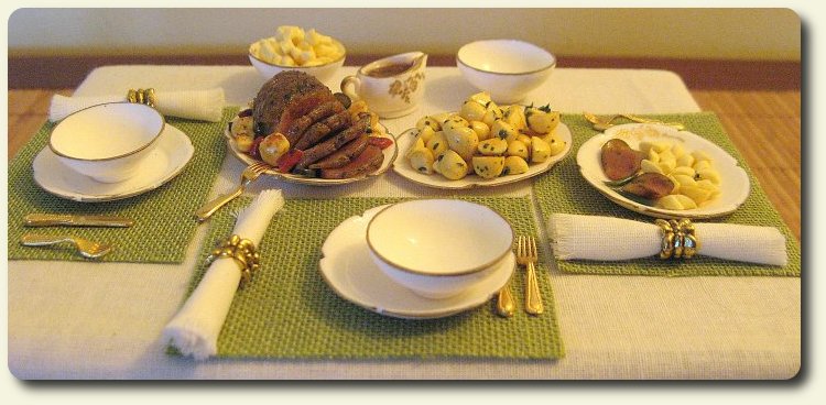 CDHM artisan Gosia Suchodolska 1:12 dressed dining table 