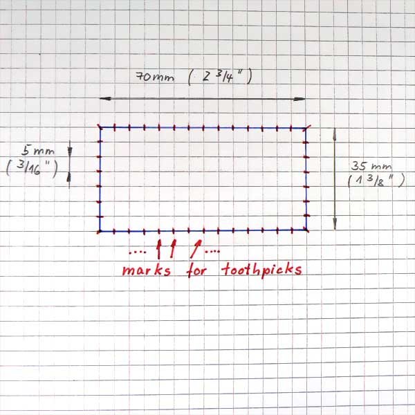 cardboard draw a pattern as shown in the image including the marks for 