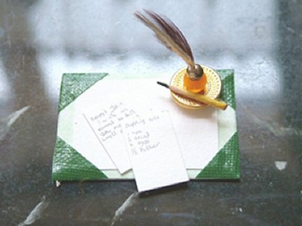 Learn to make a  miniature 1:12 scale desk pad and ink blotter with Artisan Sarah-Jane Waller