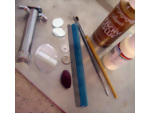 Tools and supplies used to make a dolls house flower border for your dollhouse