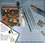 Tools used to sculpt dollhouse seafood, mussels or dolls house foods