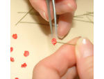 Making the stem of the miniature dollhouse flowers