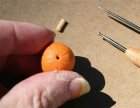 Making the stem of the dollhouse pumpkin